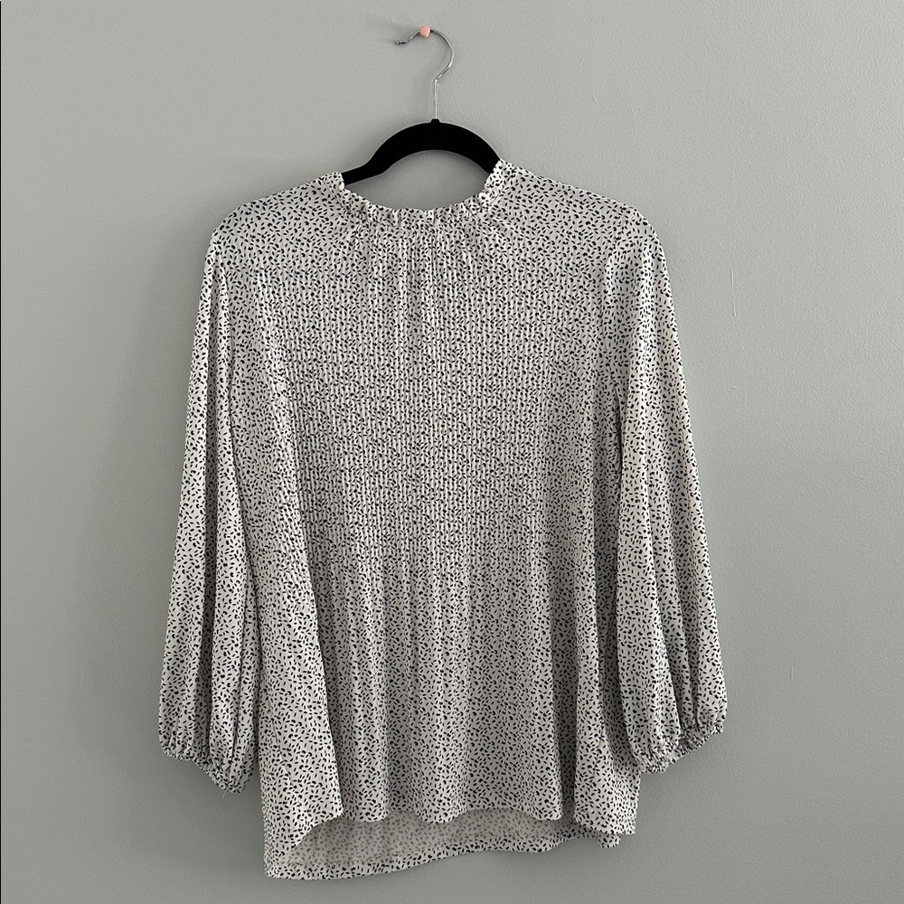 Adrianna Papell Monochrome Dotted Patterned Top Size Large